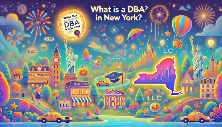 Colorful illustration of "What is a DBA" in the style of Disney