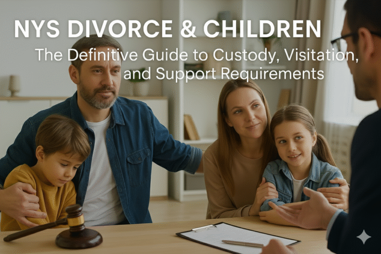A family of four sitting with a mediator in an office.